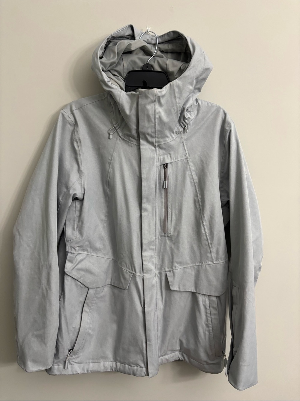 The North Face Pale Gray Hooded Rain Jacket